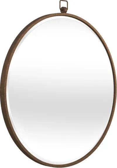 Transitional 36 Inch Antique Bronze Round Wall Mirror