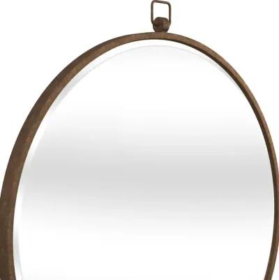 Transitional 36 Inch Antique Bronze Round Wall Mirror