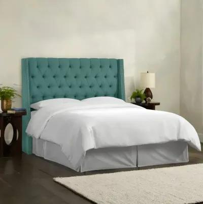 Riley Teal Tufted Wingback Full Headboard - Skyline Furniture