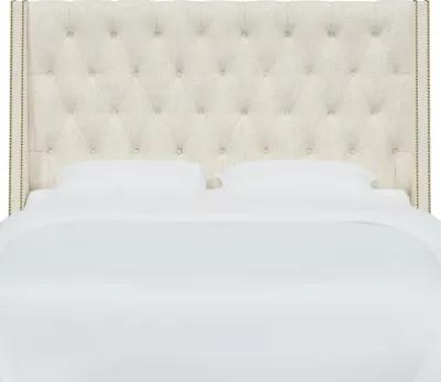 Riley Cream Tufted Wingback King Headboard - Skyline Furniture