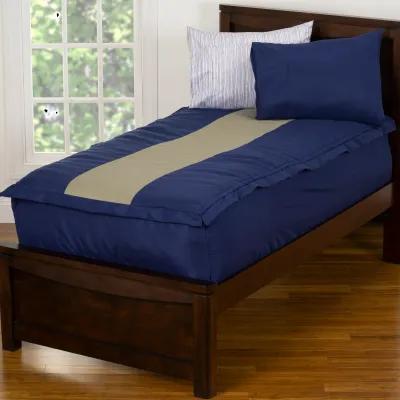 Navy Blue and Beige Full Rally Stripe Bunkie Deluxe Bedding