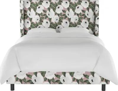 Penelope Rose Floral Straight Wingback King Bed - Skyline Furniture