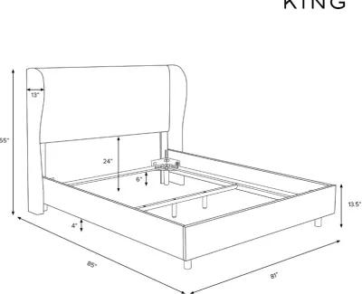 Izzy Cream Sloped Wingback King Bed - Skyline Furniture