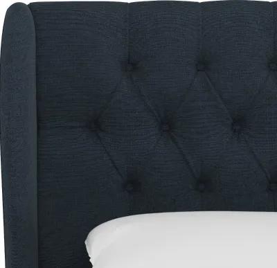 Izzy Navy Sloped Wingback Queen Bed - Skyline Furniture