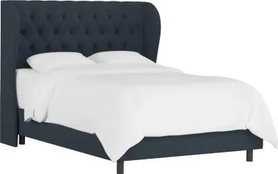 Izzy Navy Sloped Wingback Full Bed - Skyline Furniture