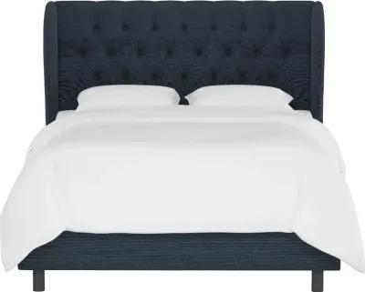 Izzy Navy Sloped Wingback Full Bed - Skyline Furniture