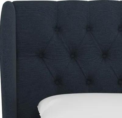 Izzy Navy Sloped Wingback Full Bed - Skyline Furniture