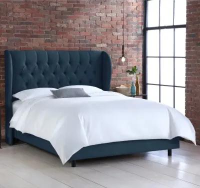 Izzy Navy Sloped Wingback Full Bed - Skyline Furniture