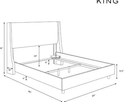 Riley Cream Flared Wingback King Bed - Skyline Furniture