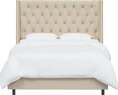 Riley Ivory Flared Wingback King Bed - Skyline Furniture