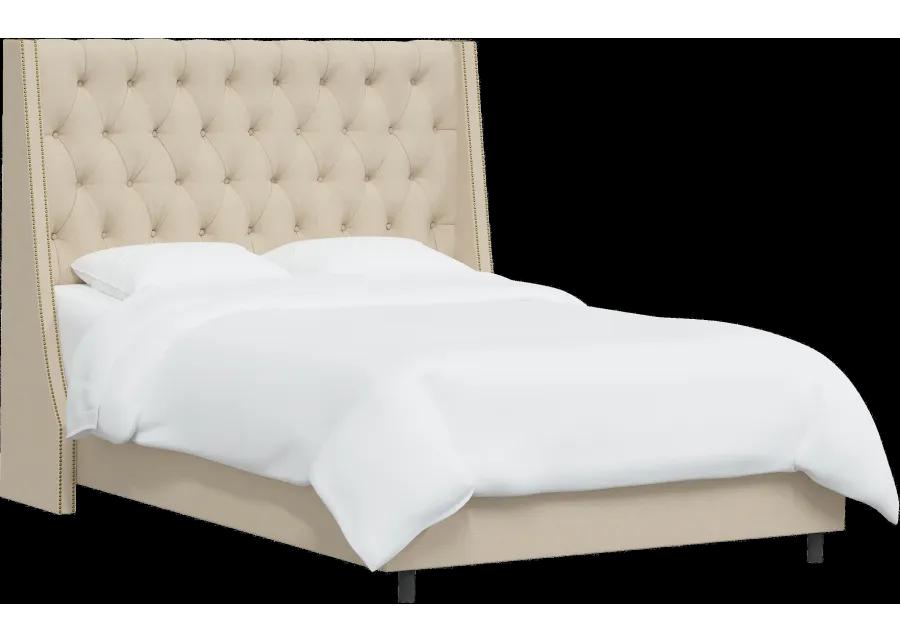 Riley Ivory Flared Wingback Queen Bed - Skyline Furniture