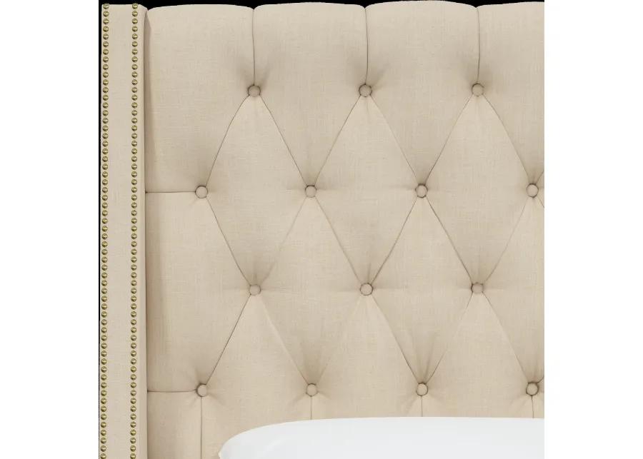 Riley Ivory Flared Wingback Queen Bed - Skyline Furniture