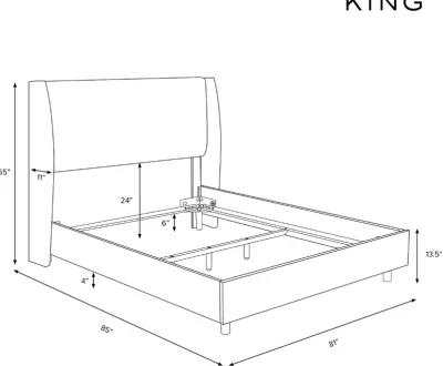 Sasha Gray Curved Wingback King Bed - Skyline Furniture