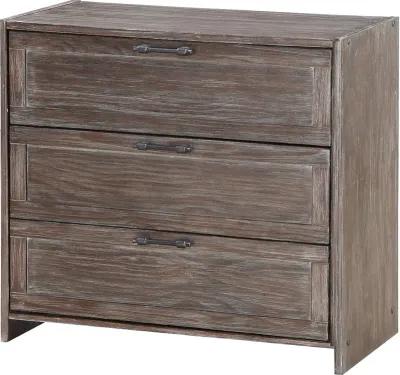 Farmhouse Brushed Brown 3 Drawer Chest - Barn Door