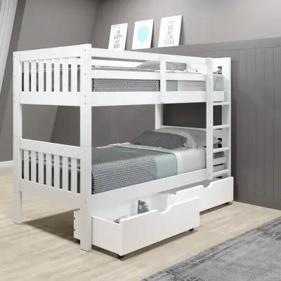 Classic White Twin over Twin Bunk Bed - Mission