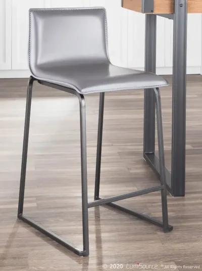 Gray and Black Upholstered Counter Height Stool (Set of 2) - Mara