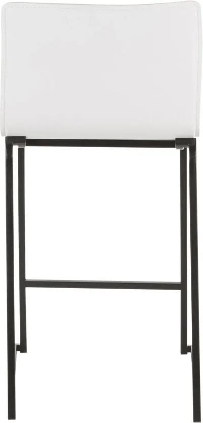 White and Black Upholstered Counter Height Stool (Set of 2) - Mara