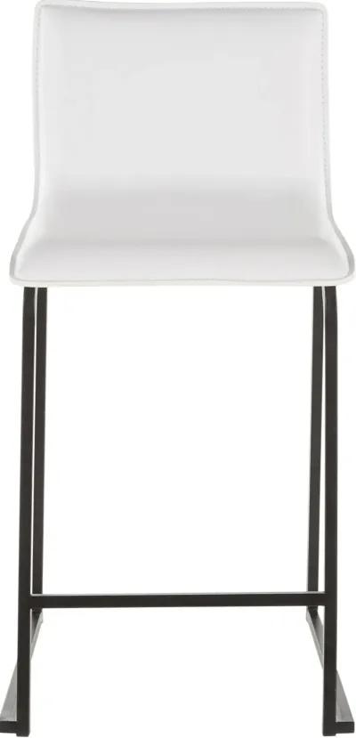 White and Black Upholstered Counter Height Stool (Set of 2) - Mara