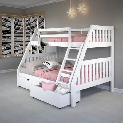 White Twin over Full Bunk Bed with Storage Drawers - Mission