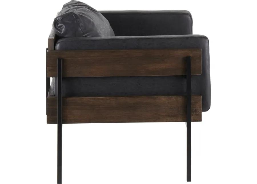 Farmhouse Black Faux Leather Accent Chair - Kari