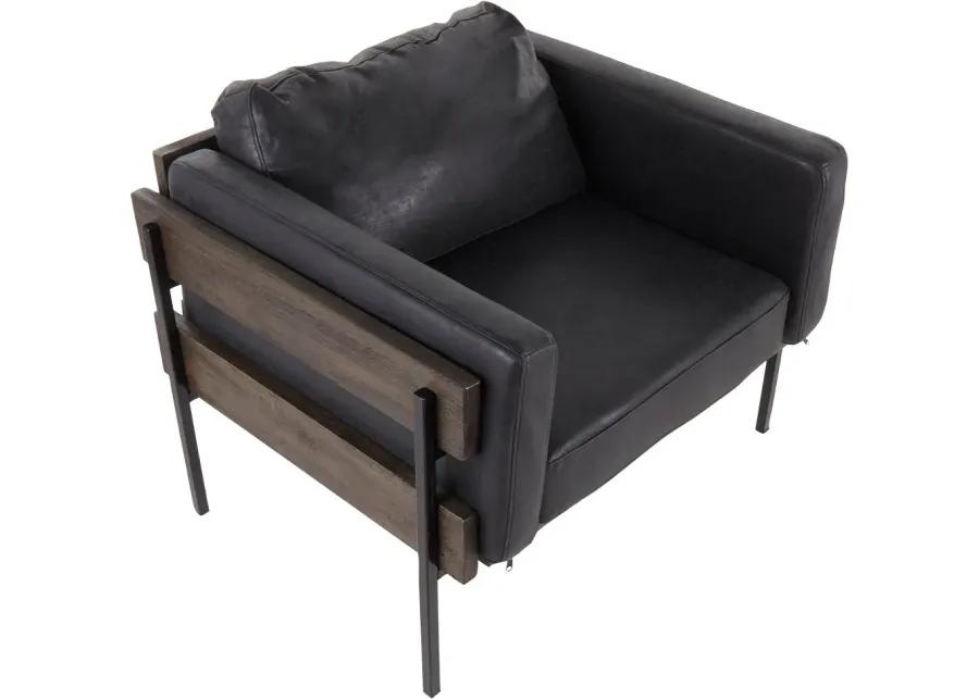 Farmhouse Black Faux Leather Accent Chair - Kari