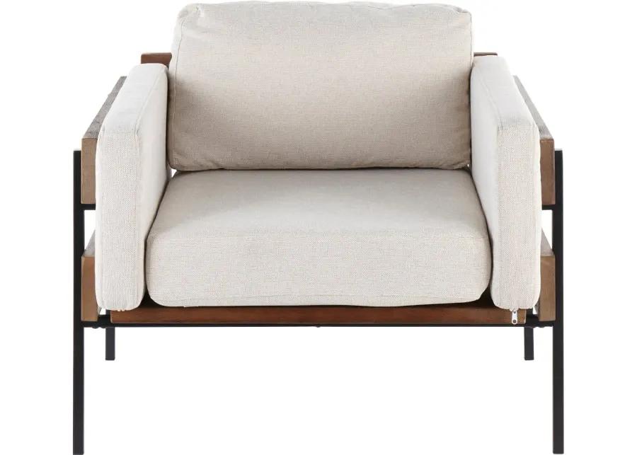 Farmhouse Cream Faux Leather Accent Chair - Kari