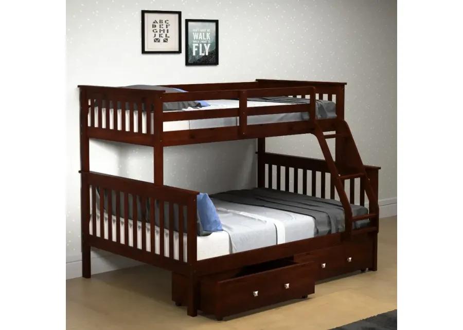 Dark Brown Twin-over-Full Bunk Bed with Storage - Craftsman