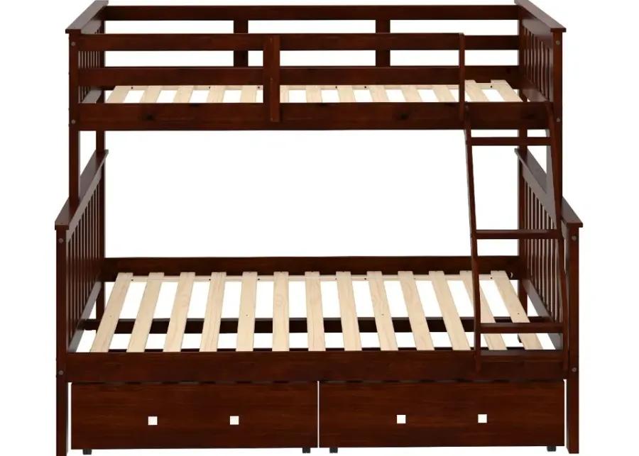 Dark Brown Twin-over-Full Bunk Bed with Storage - Craftsman