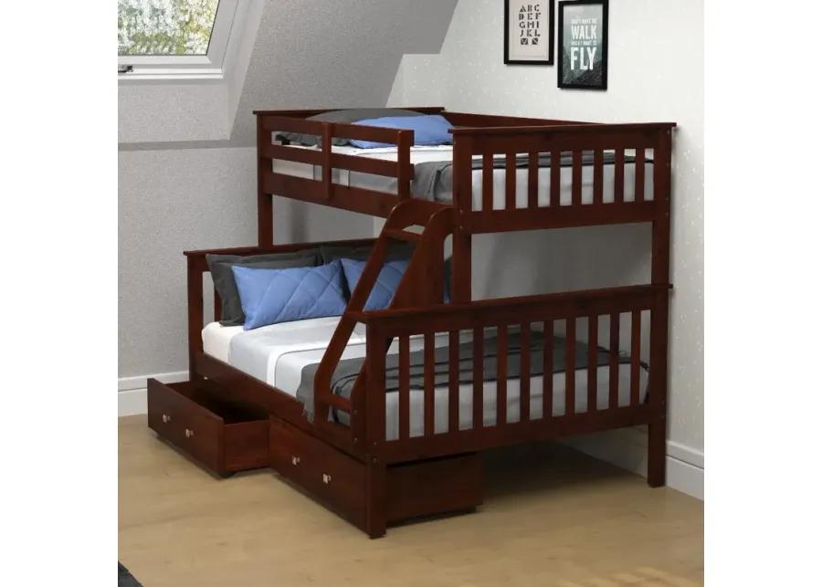 Dark Brown Twin-over-Full Bunk Bed with Storage - Craftsman