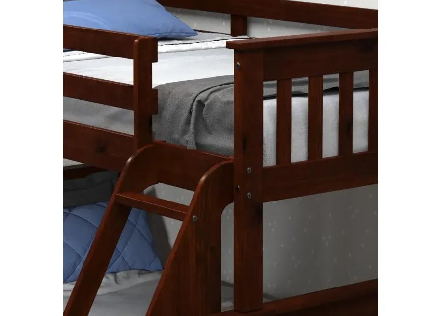 Dark Brown Twin-over-Full Bunk Bed with Storage - Craftsman