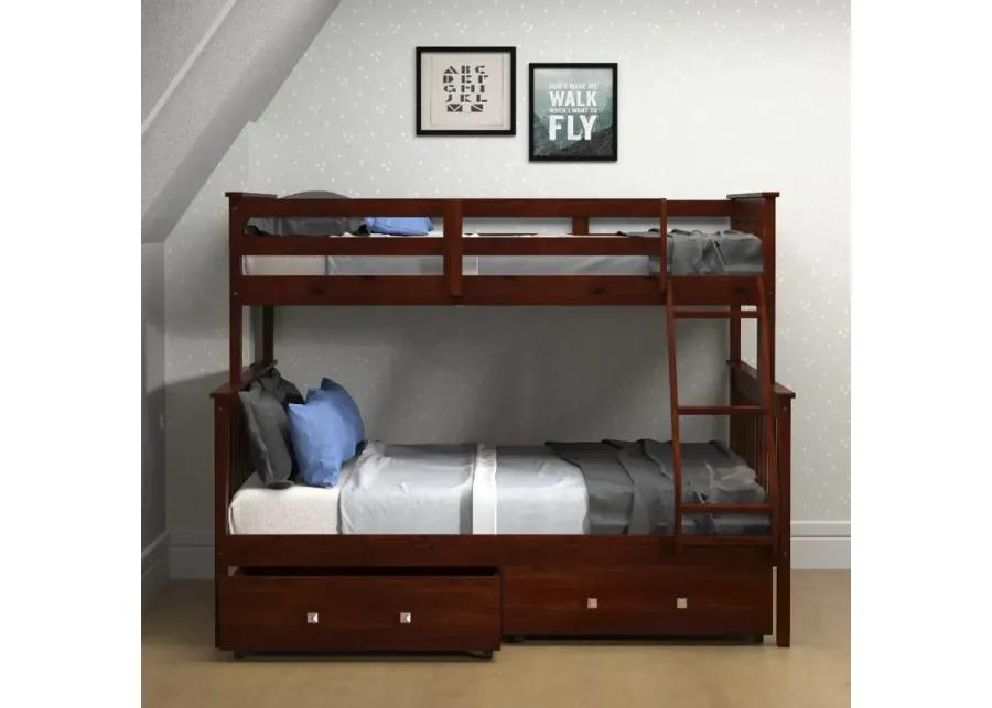 Dark Brown Twin-over-Full Bunk Bed with Storage - Craftsman