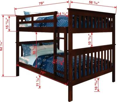 Dark Cappuccino Brown Full-over-Full Bunk Bed - Craftsman