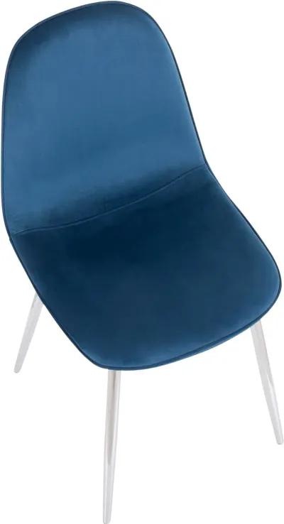 Contemporary Blue and Chrome Dining Room Chair (Set of 2) - Pebble