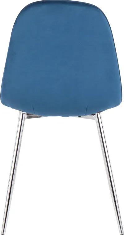 Contemporary Blue and Chrome Dining Room Chair (Set of 2) - Pebble