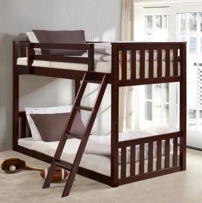 Cappuccino Brown Twin over Twin Floor Bunk Bed