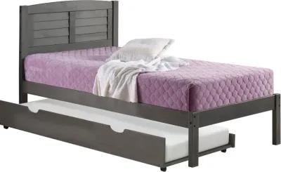 Antique Gray Twin Platform Bed with Trundle - Louver