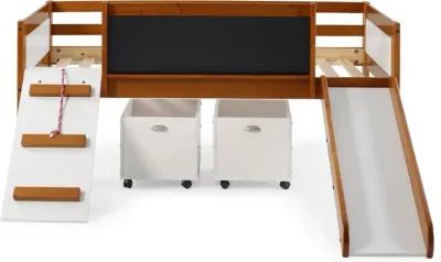 Contemporary Brown and White Twin Low Loft Bed - Junior