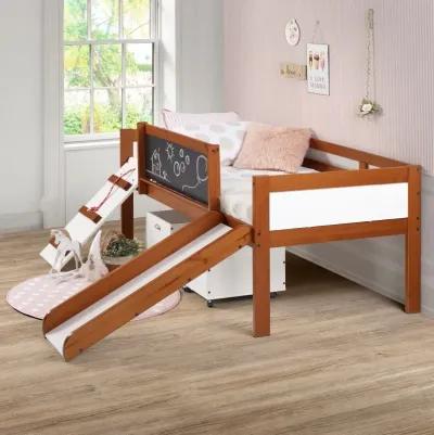 Contemporary Brown and White Twin Low Loft Bed - Junior