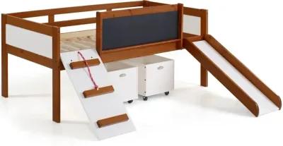 Contemporary Brown and White Twin Low Loft Bed - Junior