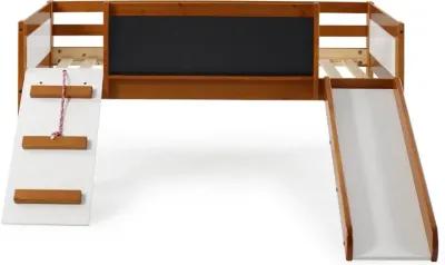 Contemporary Brown and White Twin Low Loft Bed - Junior