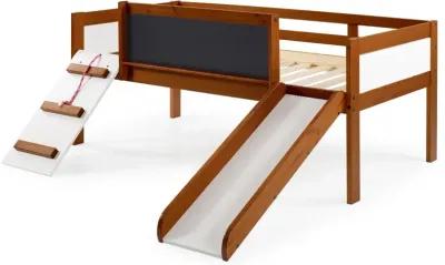 Contemporary Brown and White Twin Low Loft Bed - Junior