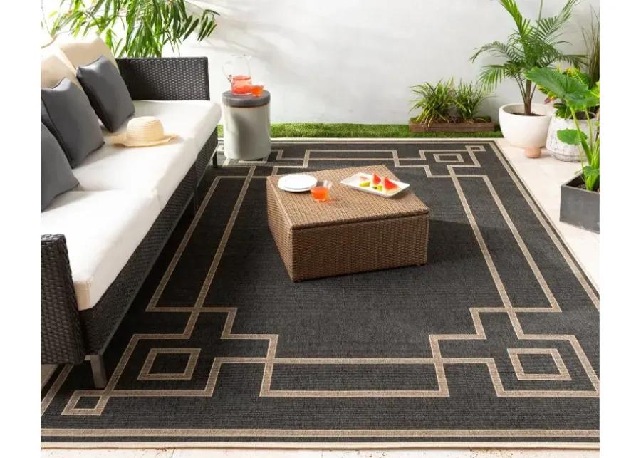 6x9 Black Cottage Style Olefin Outdoor Rug - Alfresco