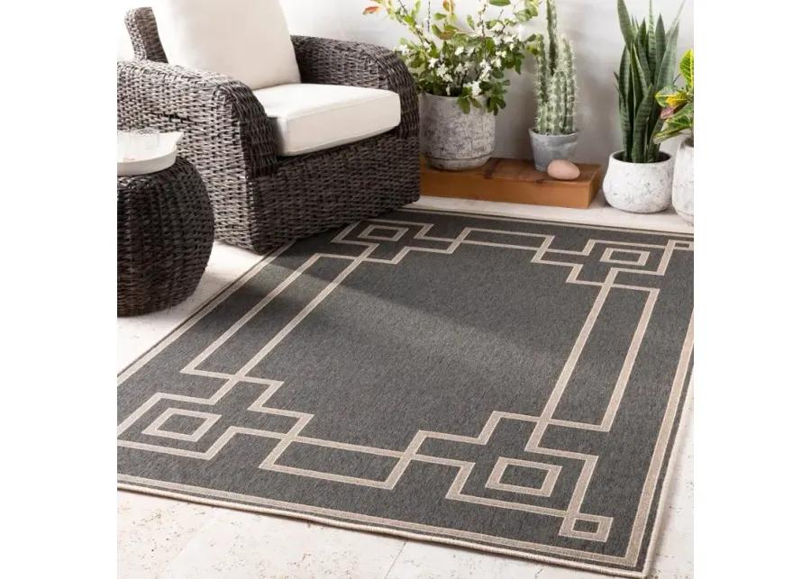 6x9 Black Cottage Style Olefin Outdoor Rug - Alfresco