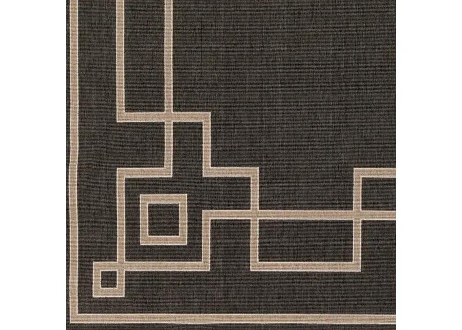 6x9 Black Cottage Style Olefin Outdoor Rug - Alfresco