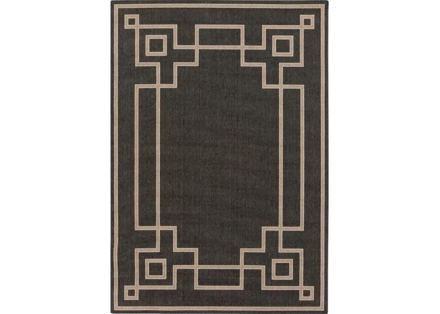 6x9 Black Cottage Style Olefin Outdoor Rug - Alfresco