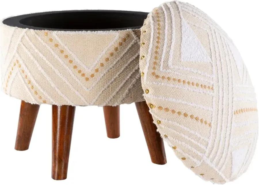 Eclectic Beige Hand Woven Storage Stool - Helsinki