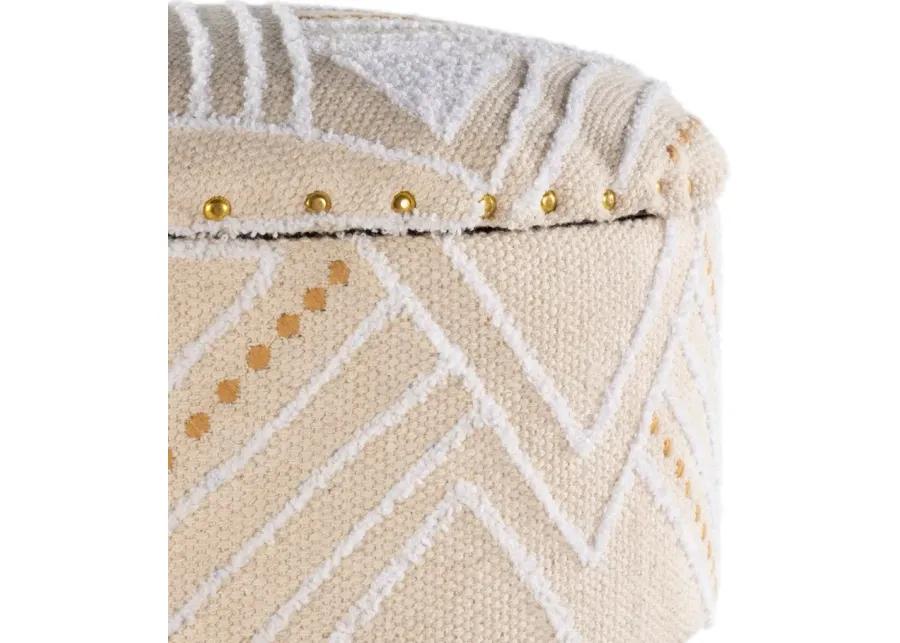 Eclectic Beige Hand Woven Storage Stool - Helsinki