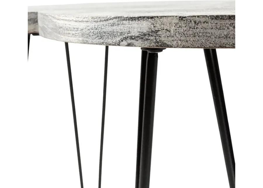 Modern Eclectic White Wash Moon Coffee Table Set - Selene