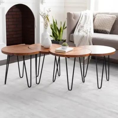 Modern Eclectic Brown Wooden Moon Coffee Table Set - Selene