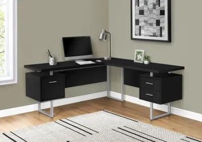 Karner Black and Silver L-Shaped Desk